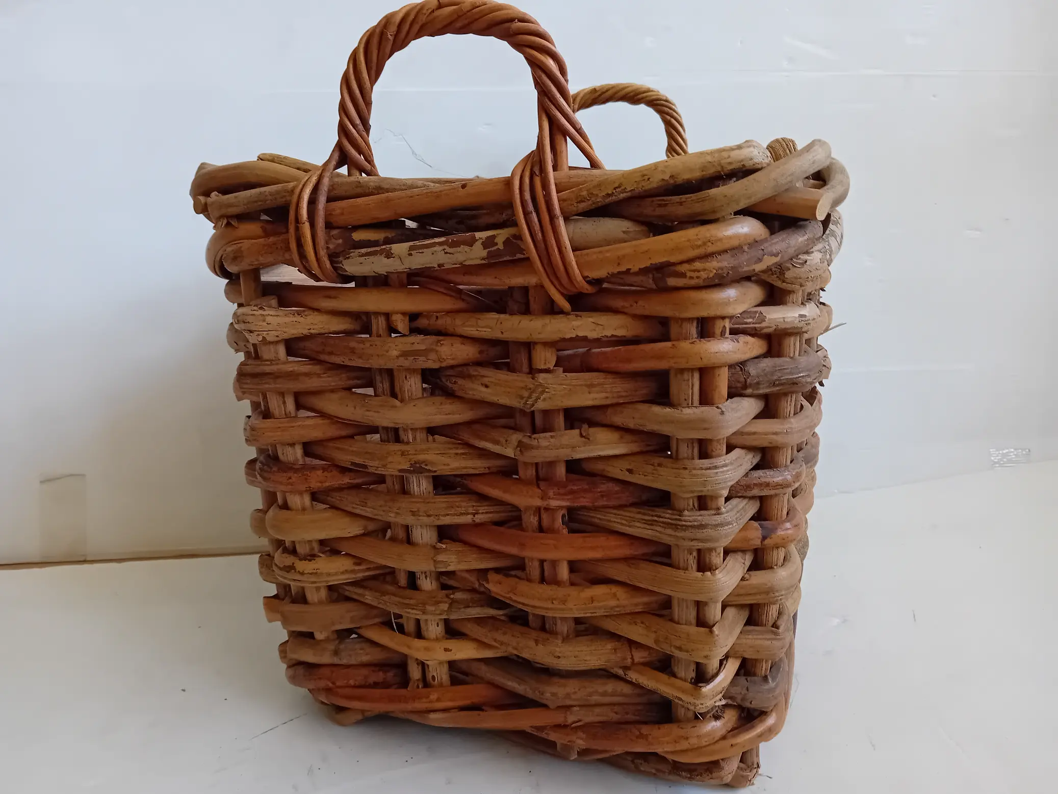 cesto porta legna in vimini quadrato cm 40x40x40 H con manici cm 50 - 3