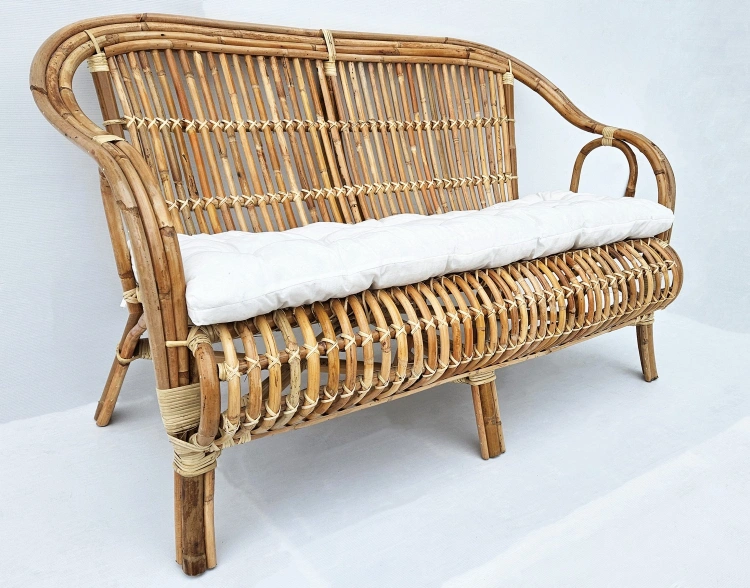 Salotto rattan naturale  vimini Bali Set 4 Posti in Pregiate Canne di Malacca - 5