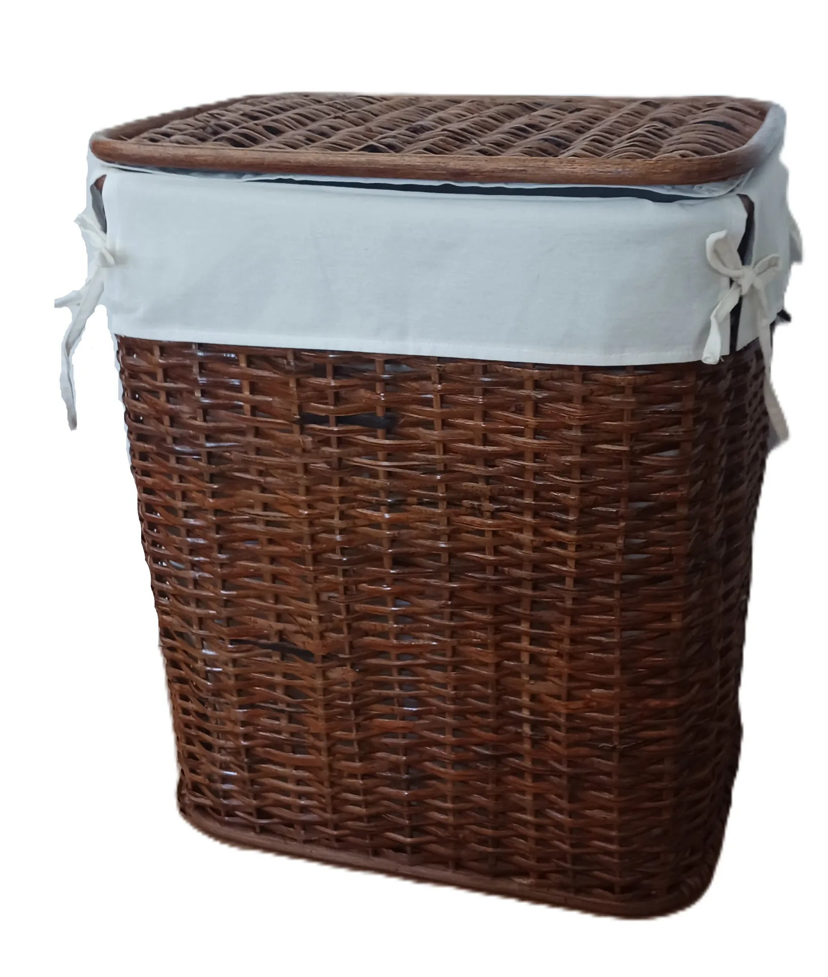 Cesto Porta Biancheria in Rattan Naturale Cm 44x31x55 H