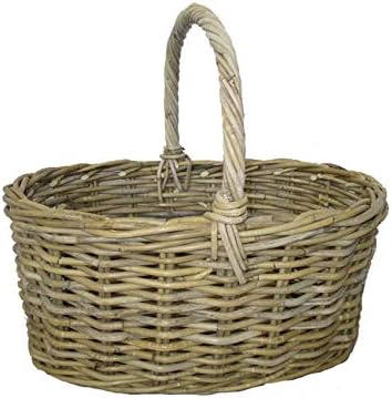 cesto vimini con manico cm 50x37x23H con manico cm 46 H