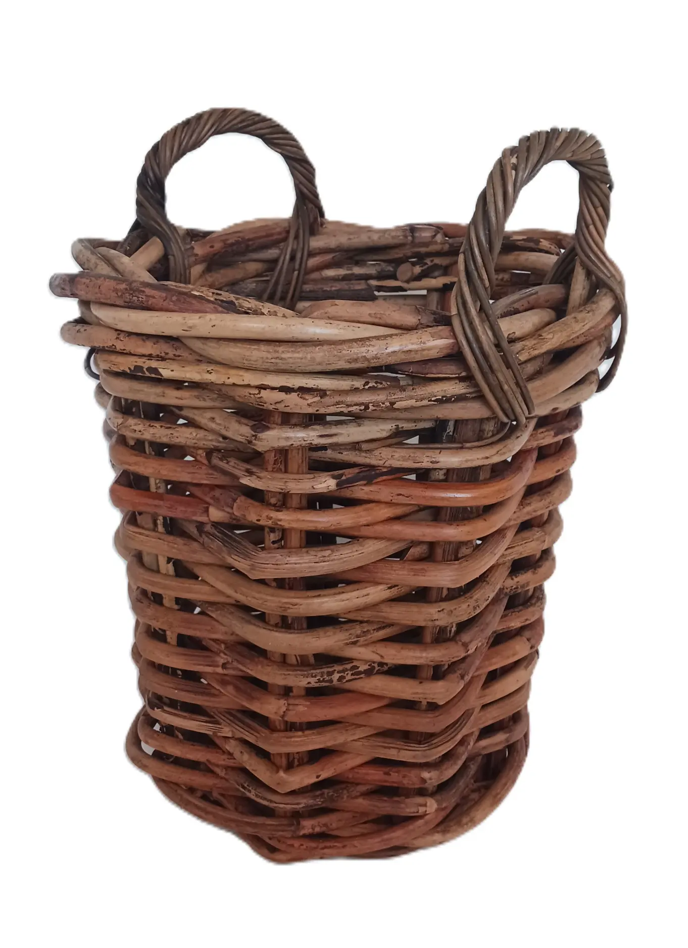 cesto porta legna vimini rattan 34x39 H con manici cm 47 h