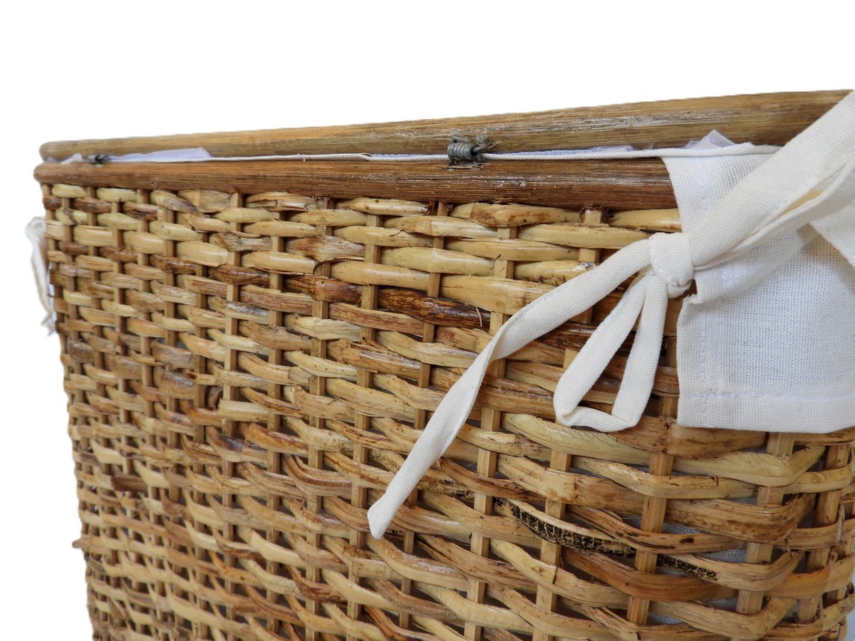 Cesto Porta Biancheria in Rattan Naturale Cm 51x36x57 H - 3