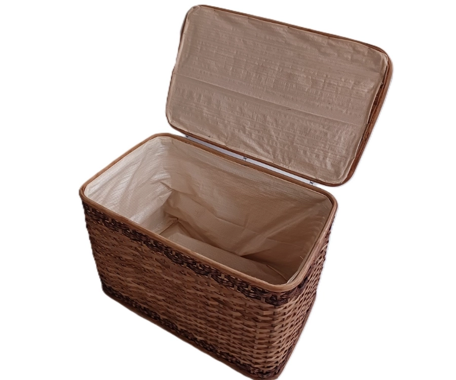 Baule Portabiancheria in Rattan Noce chiaro Cm 68x42x44 H - 5