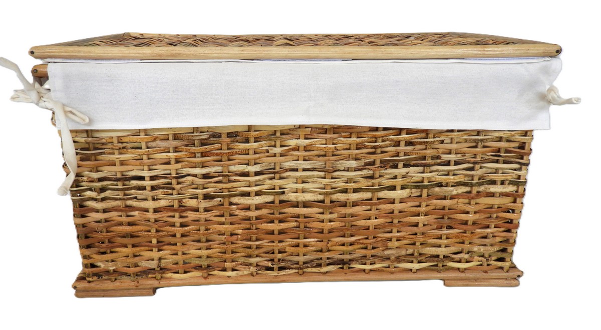 Baule Porta Biancheria in Rattan Naturale Cm 60x33x34 H