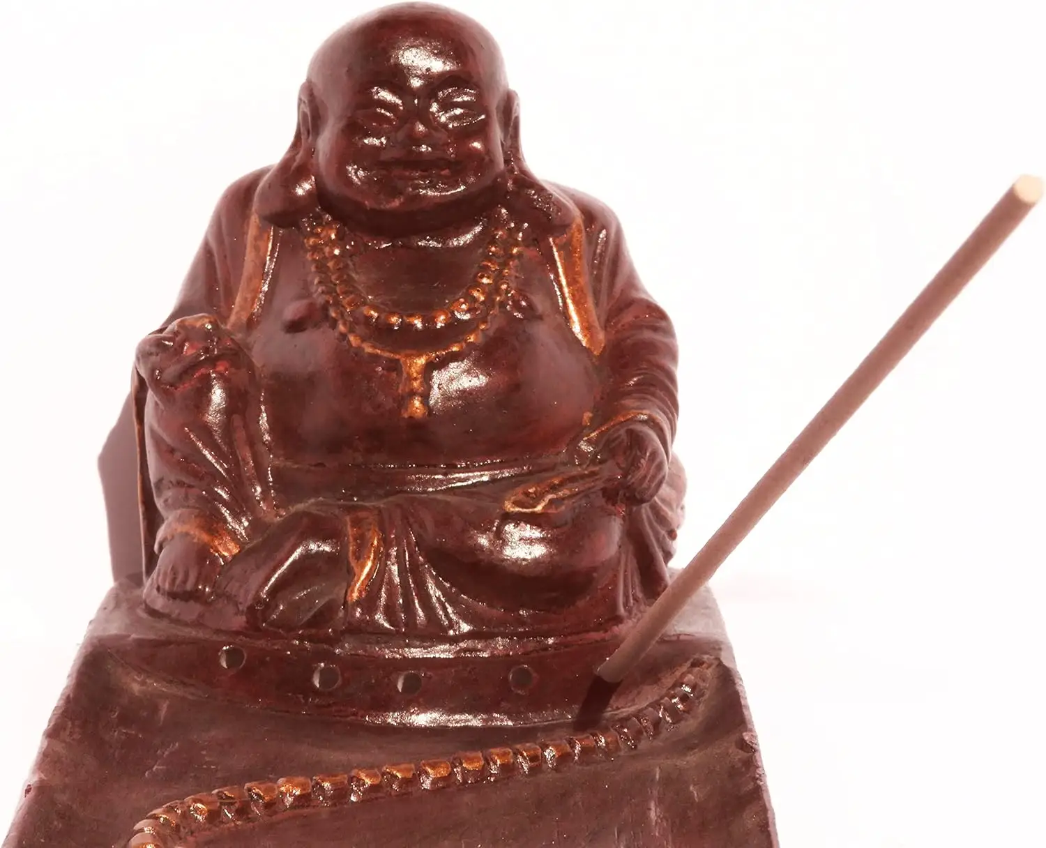 Brucia Incenso a Barca in Pietra con Buddha Ridente – Porta Incenso Artigianale (9x30 cm) - 3