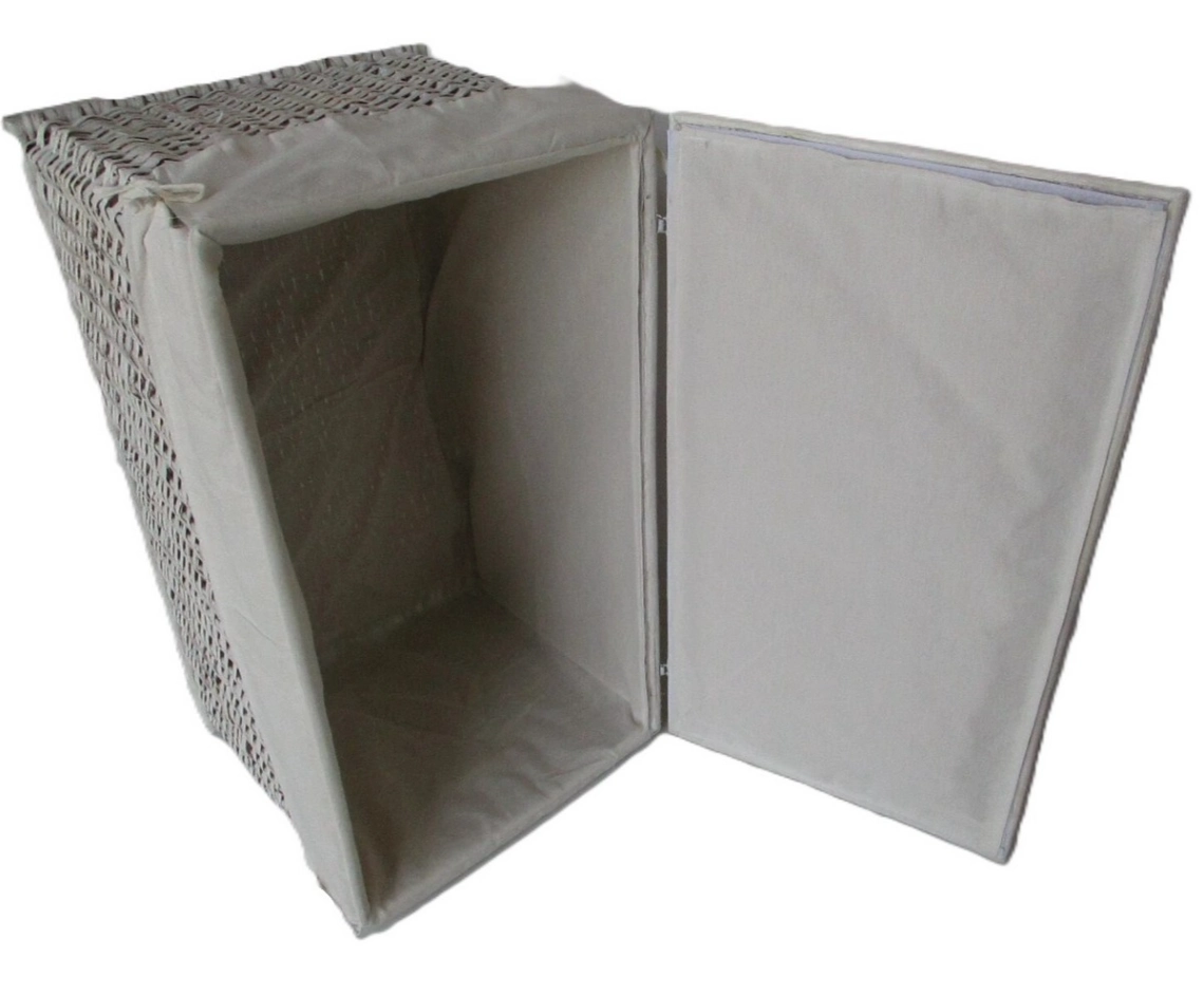 Baule Porta Biancheria in Rattan Decapato Bianco Cm 68x40x40 H - 4