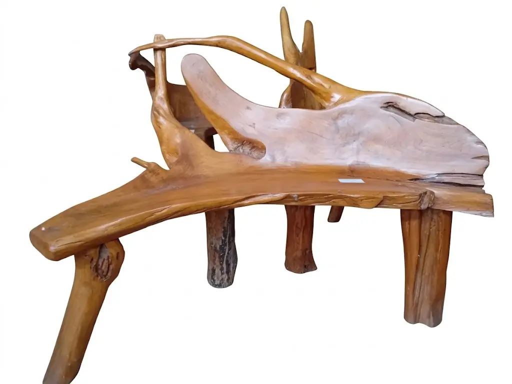 Divano Panca Scultoreo in Legno Massello Artigianale – 135x60x100 cm