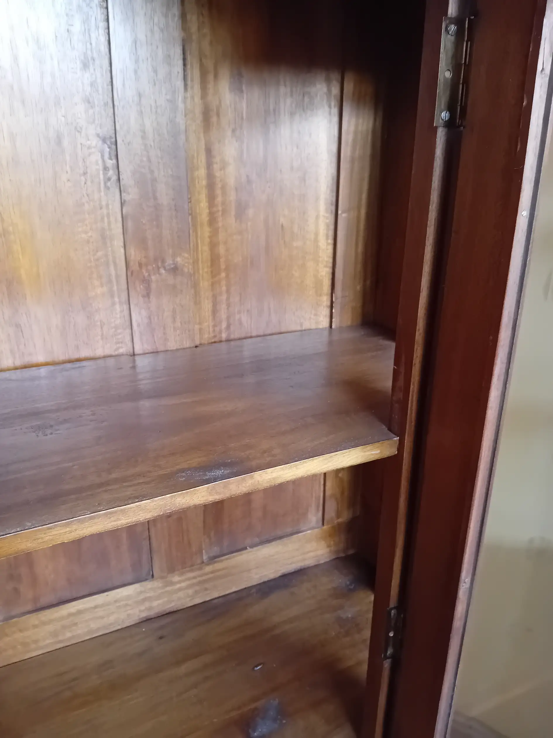 Vetrina Stipa cm 87x35x194 h in Legno Massello a 1 Anta con Vetri Laterali e 2 Cassetti - 4