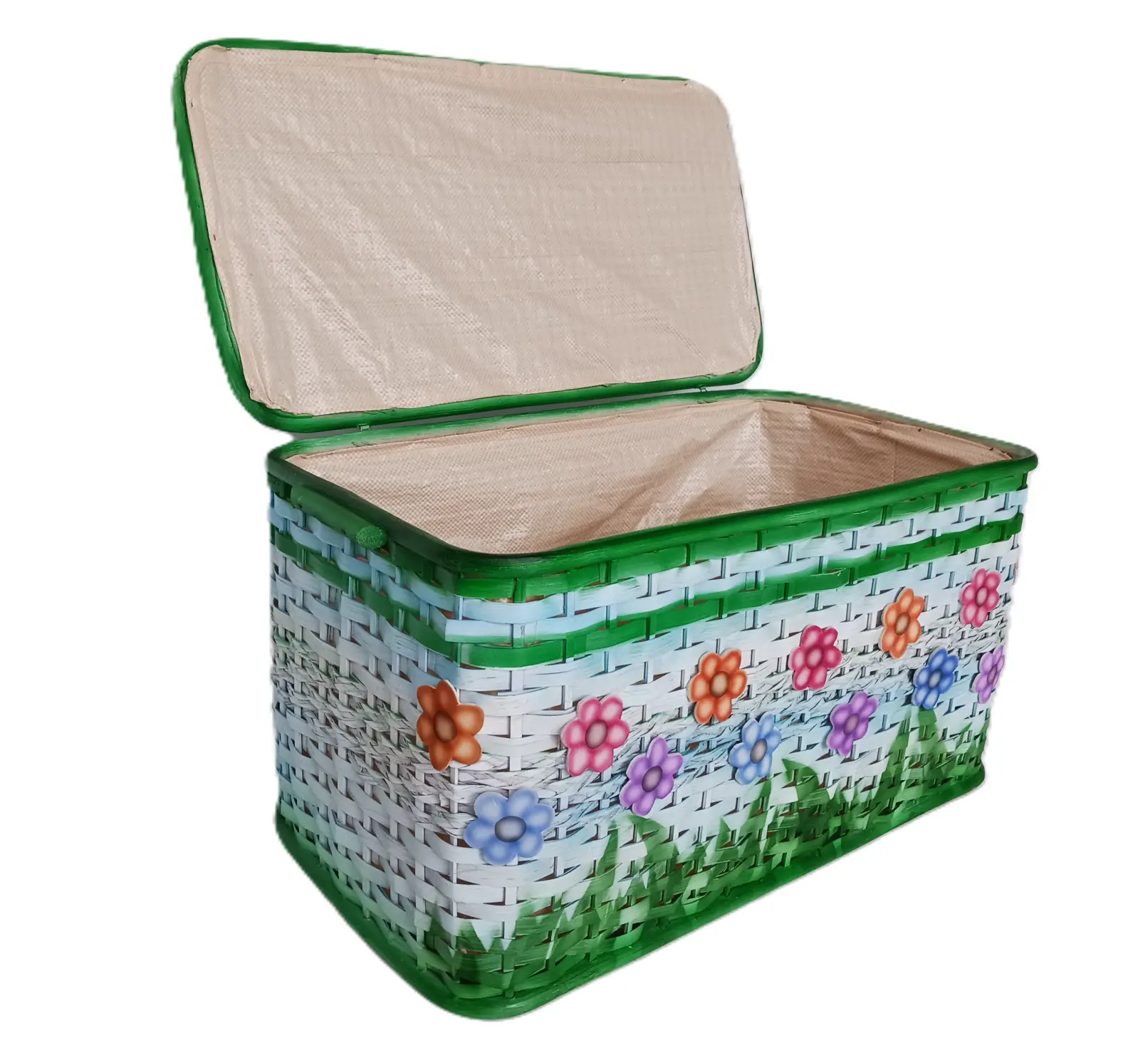 Baule Slim in Rattan Naturale – Porta Biancheria e Porta Giochi Cm 64x33x35 H