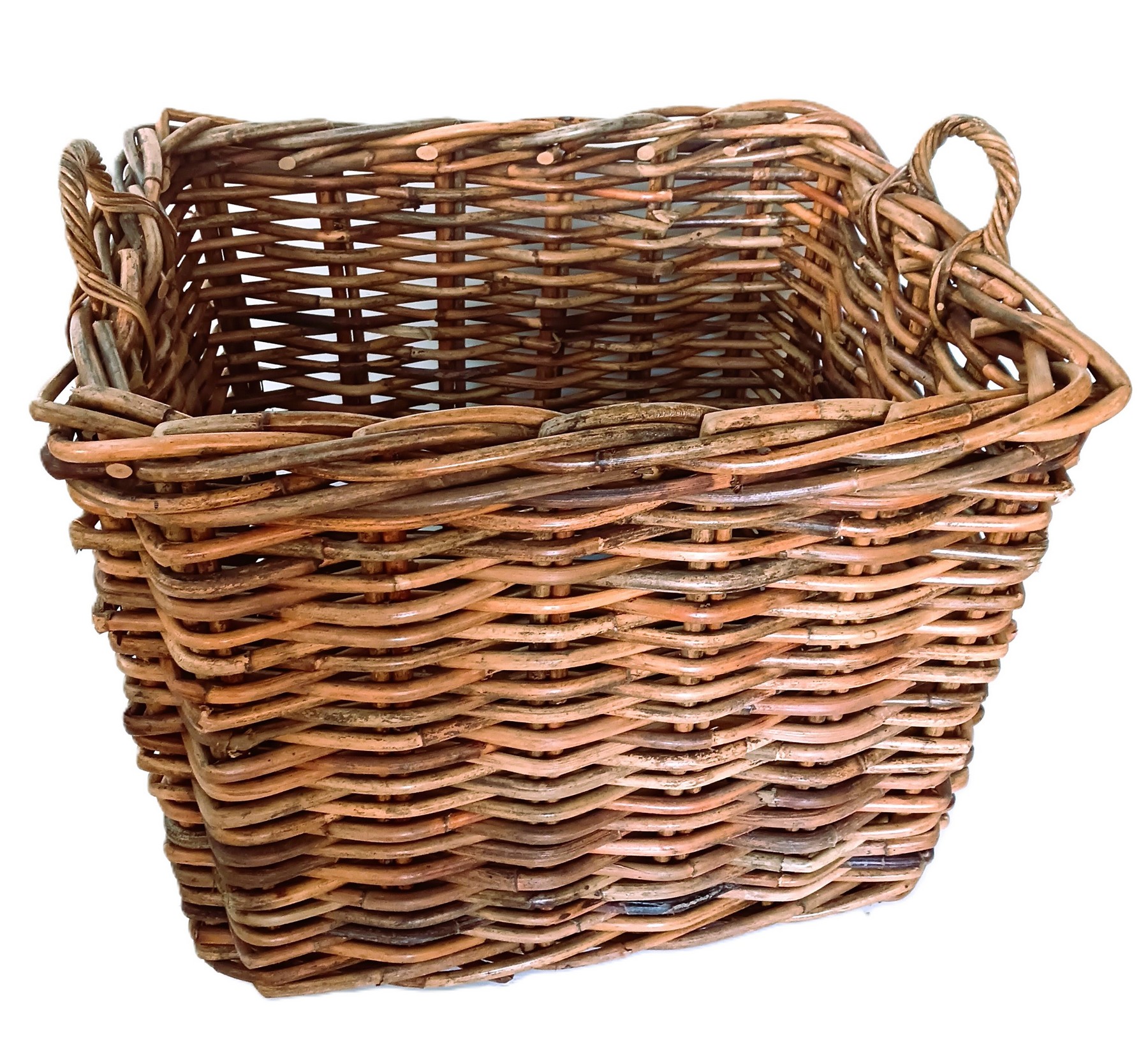 porta legna rettangolare in vimini cm 72x49x52 H con manici cm 60 H