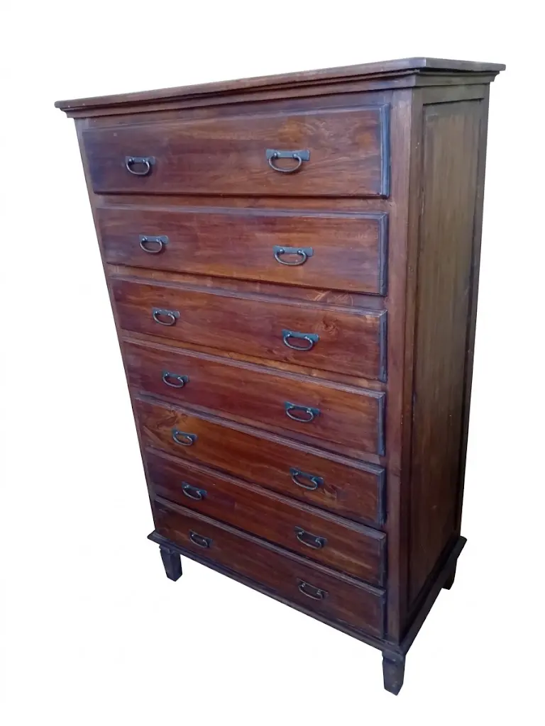 Comò Settimino in Legno Massello a 7 Cassetti – L 86 x P 47 x H 140 cm