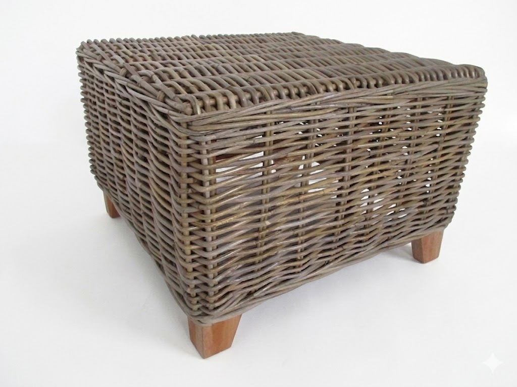 tavolino quadrato in rattan naturale kubo grey