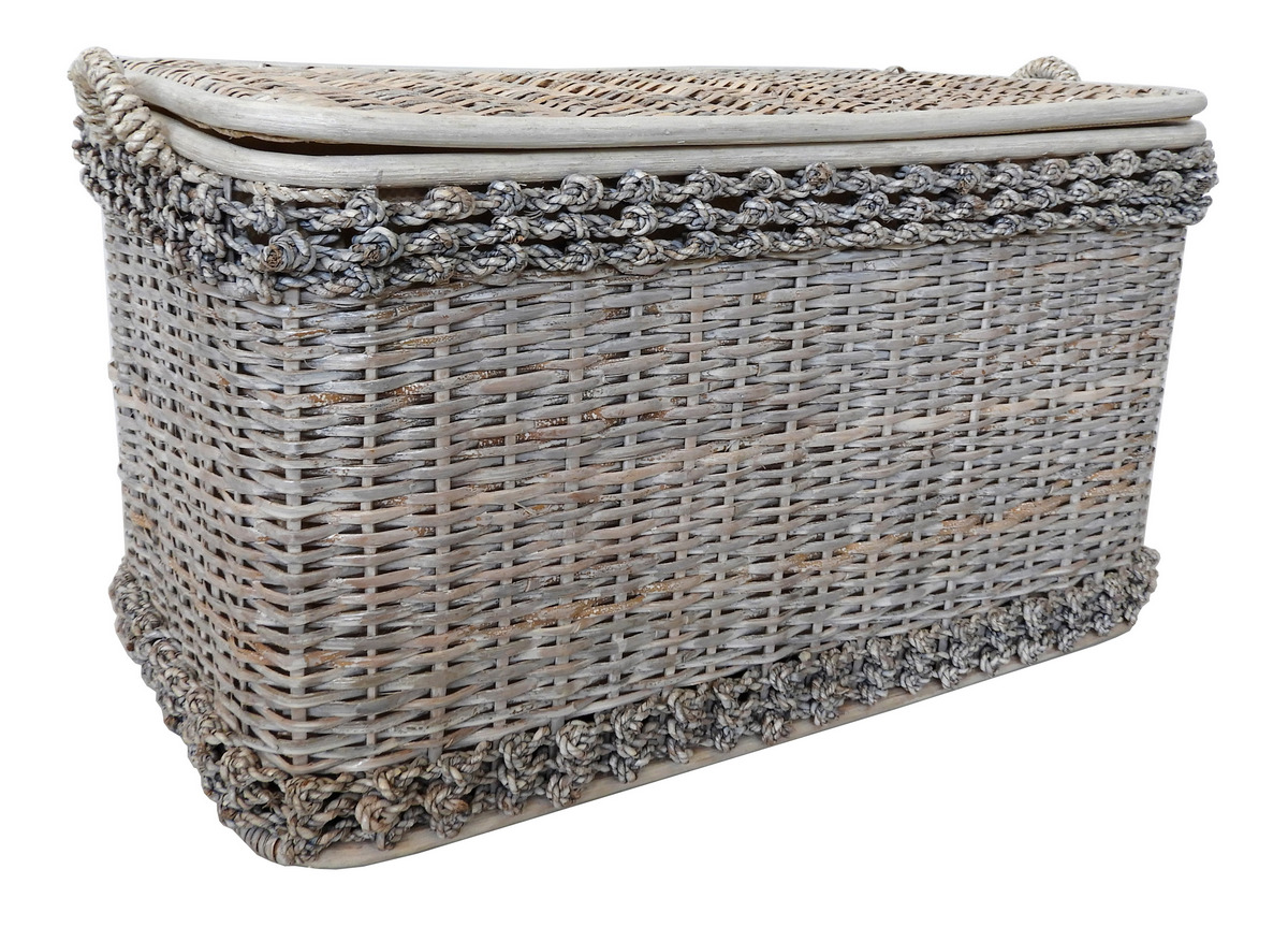 Baule Portabiancheria in Rattan e Banano Cm 76x43x45 H
