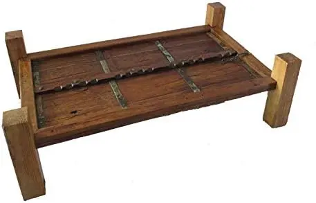 Tavolino da Fumo Antico in Legno Massello Ricavato da Antico Portale | 140x80 cm
