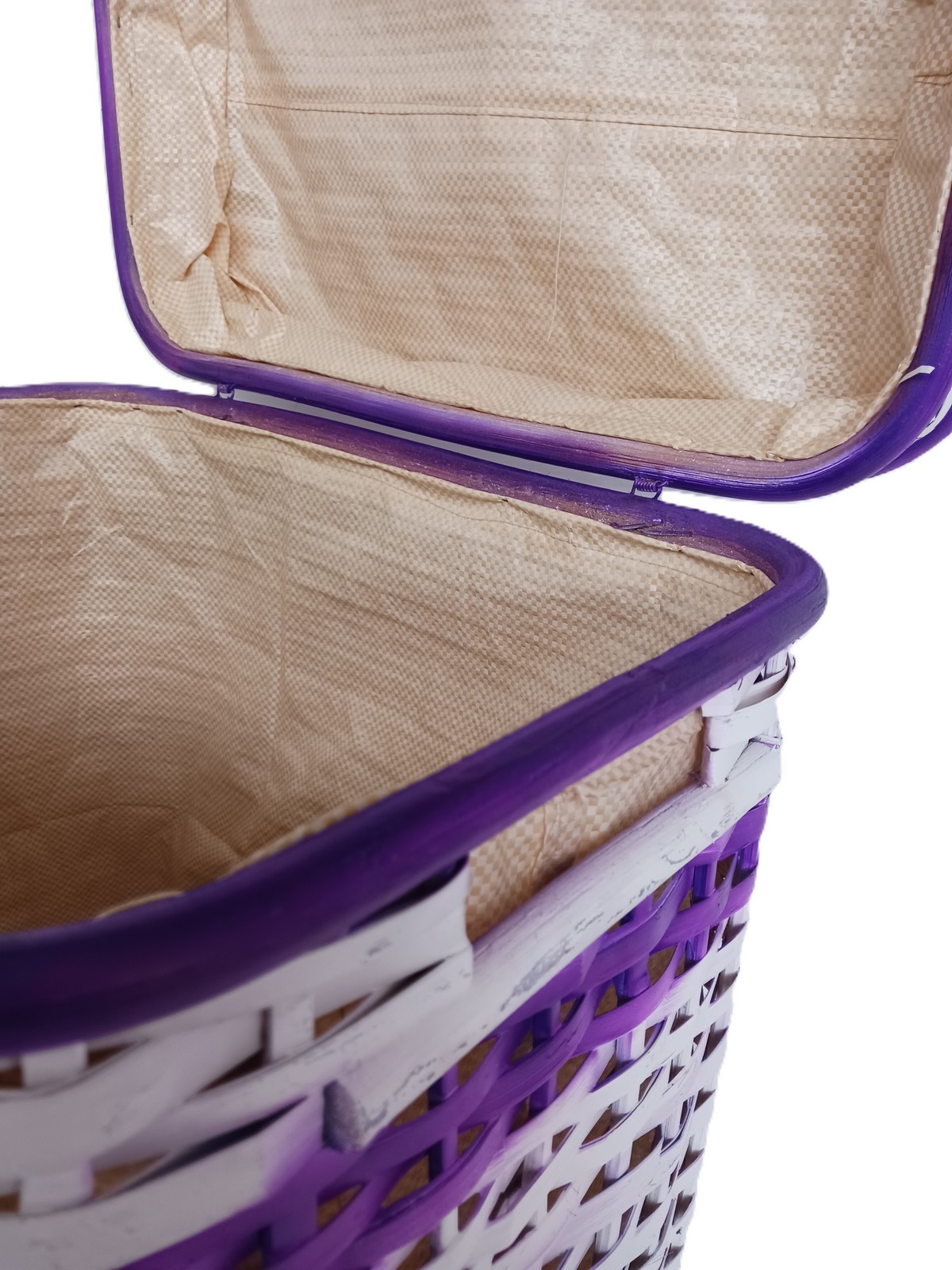 Cesto porta biancheria/giocattoli in Rattan Viola lavanda Cm 44x31x53 H