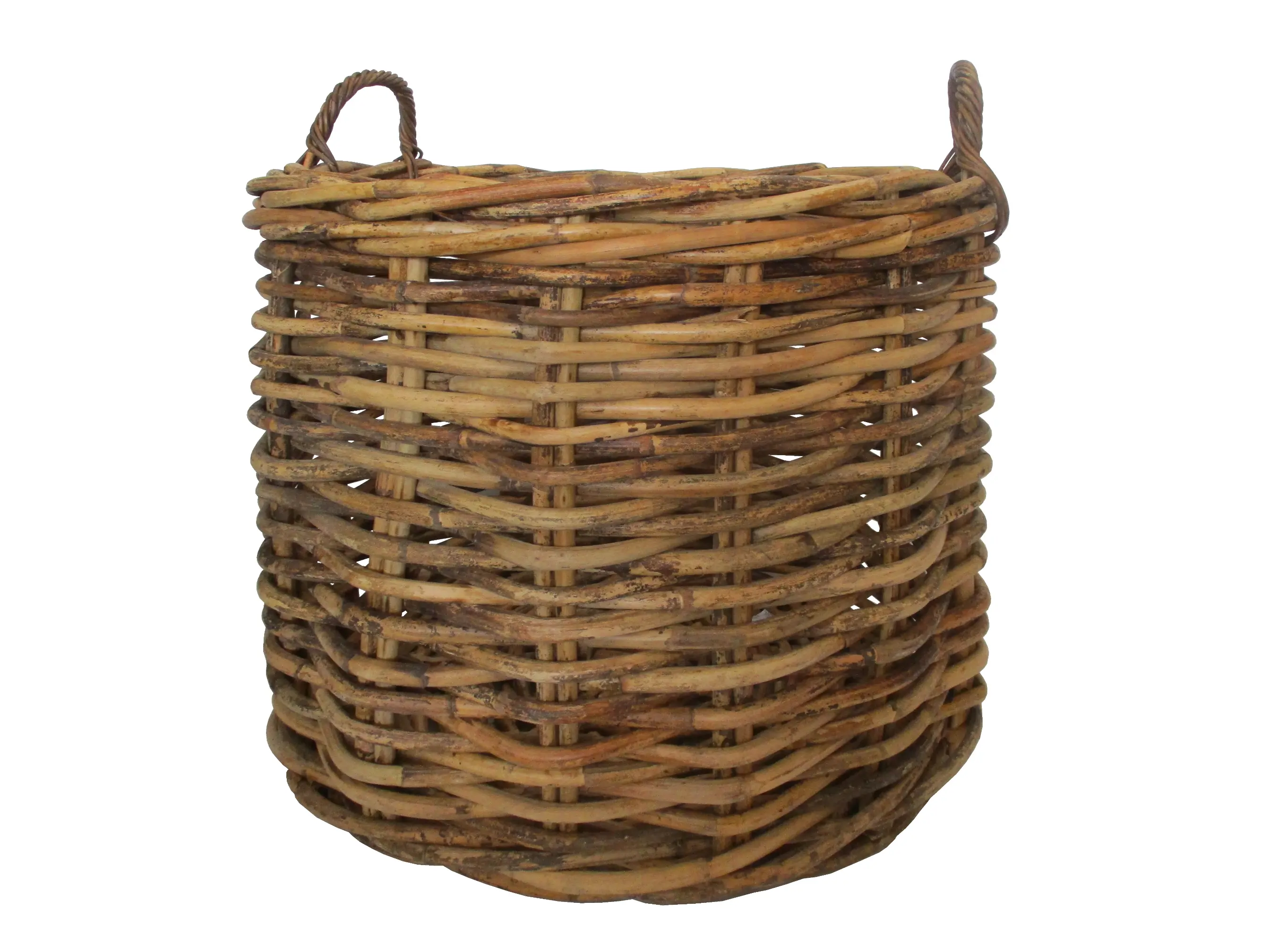 cesto porta legna in vimini  rattan  rotondo cm 80x74 H con manici cm 85 H