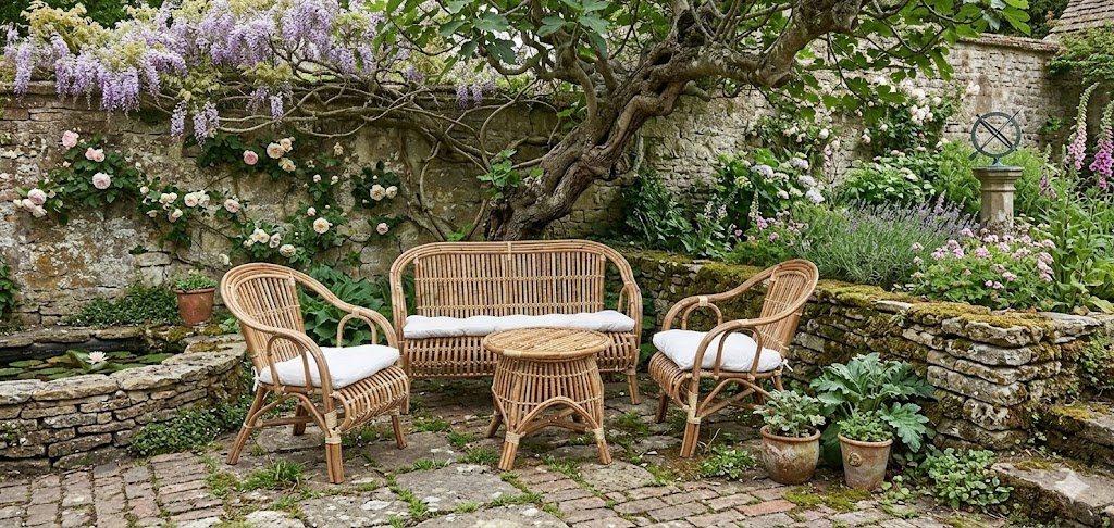 Salotto Bali Set 4 Posti in Pregiate Canne di Malacca