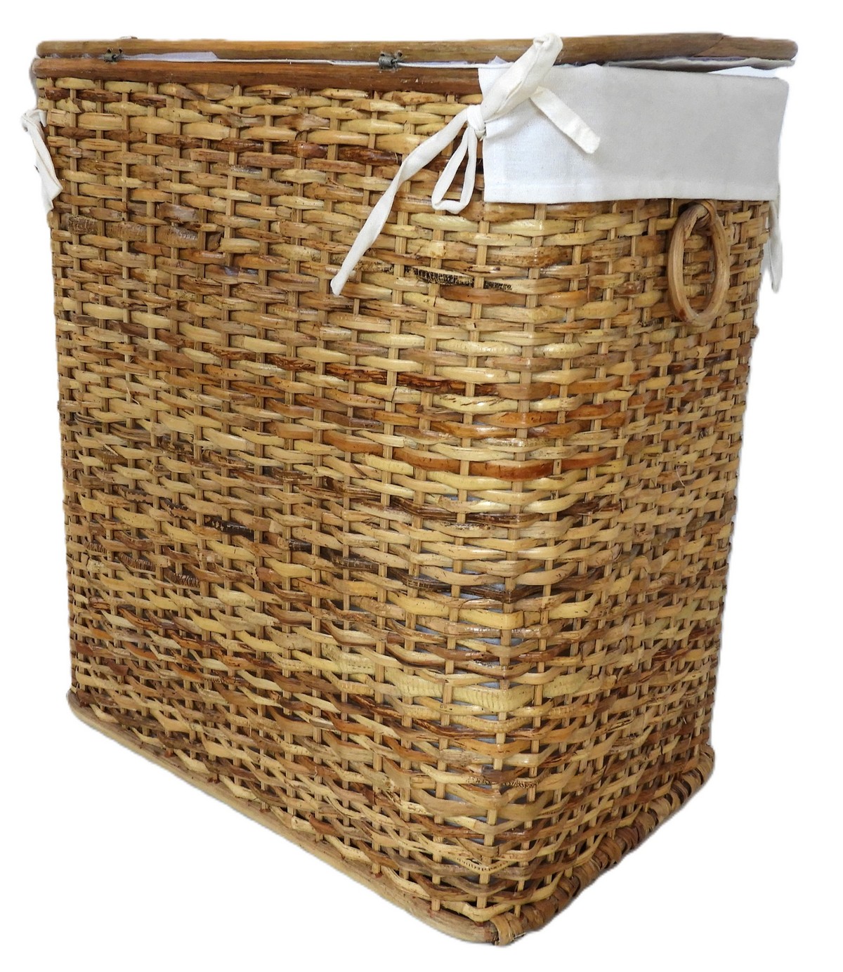 Cesto Porta Biancheria in Rattan Naturale Cm 51x36x57 H