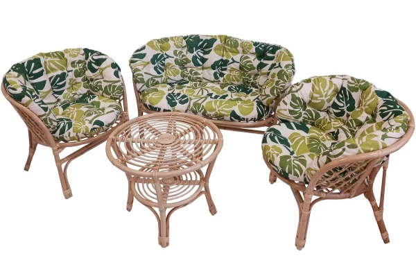 Salotto rattan naturale vimini Bahama  Foglie Verdi