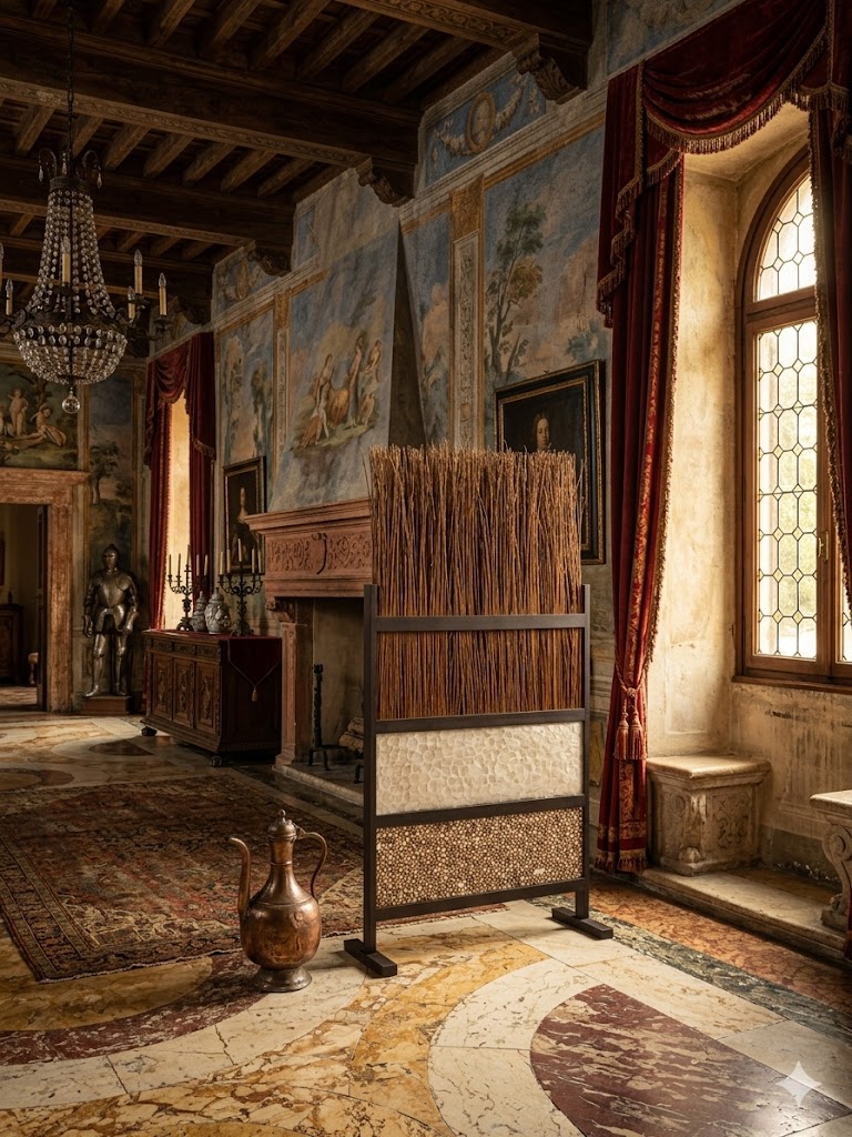 paravento lampada in rattan  cm 90x30x180 H