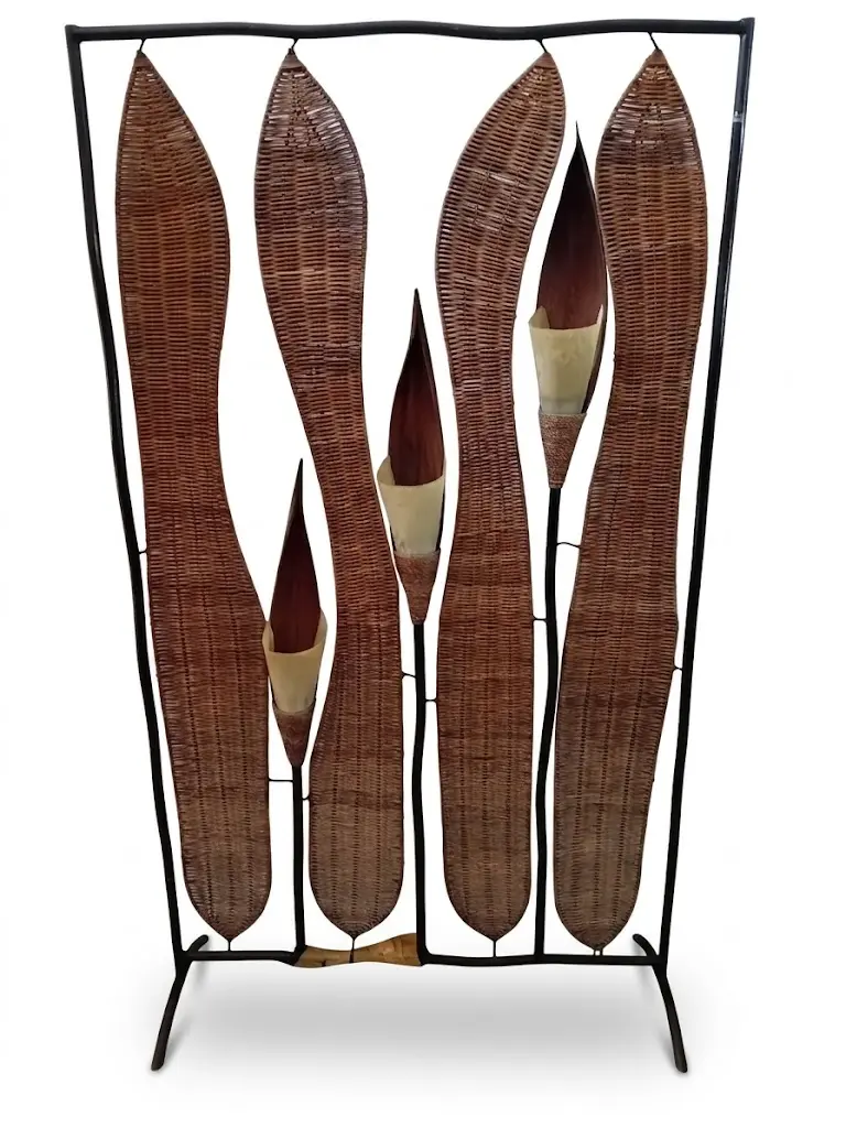 Lampada Paravento in Rattan e Metallo 100x200 cm