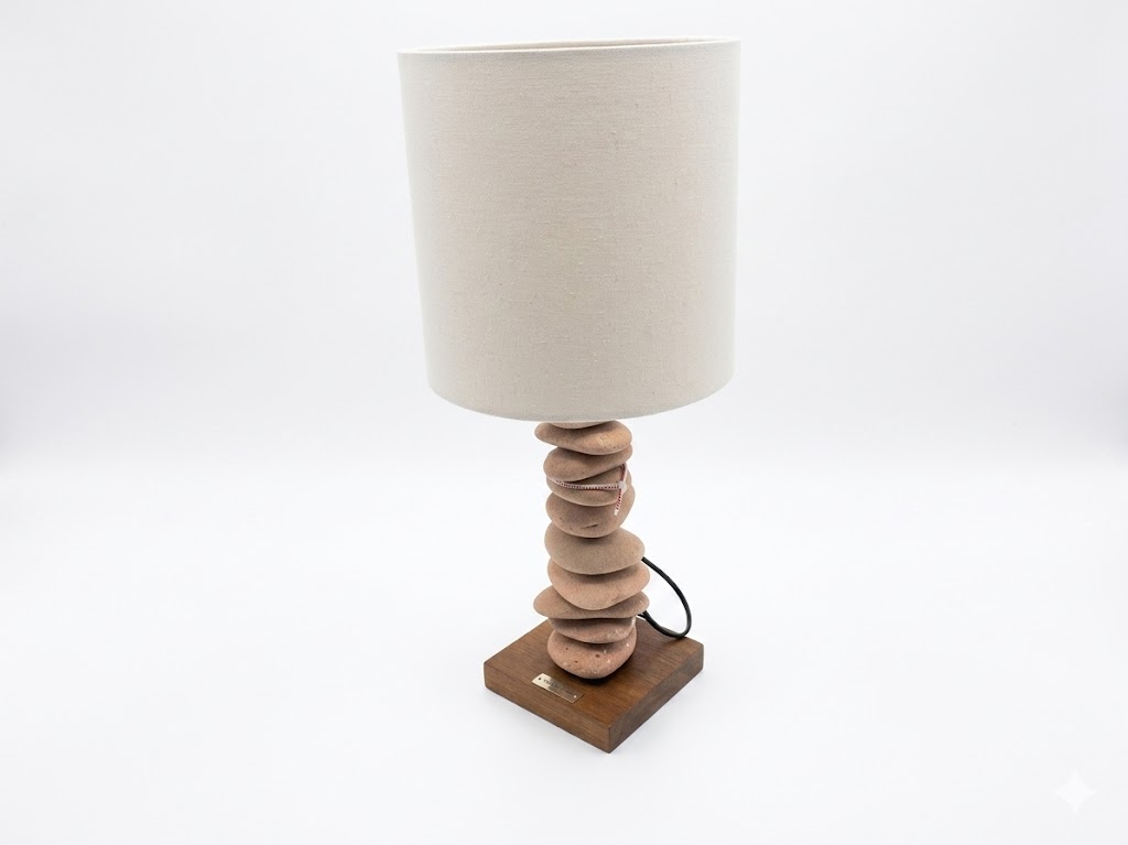 lampada abat - jour con sassi rosa