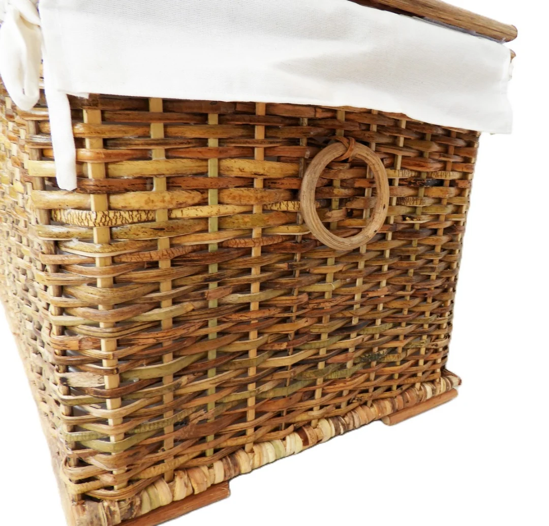 Baule Porta Biancheria in Rattan Naturale Cm 77x44x45 H - 4