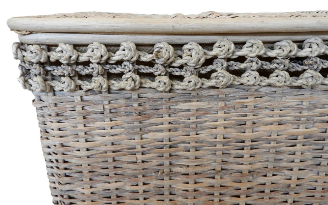 Baule Portabiancheria in Rattan e Banano Cm 76x43x45 H - 3