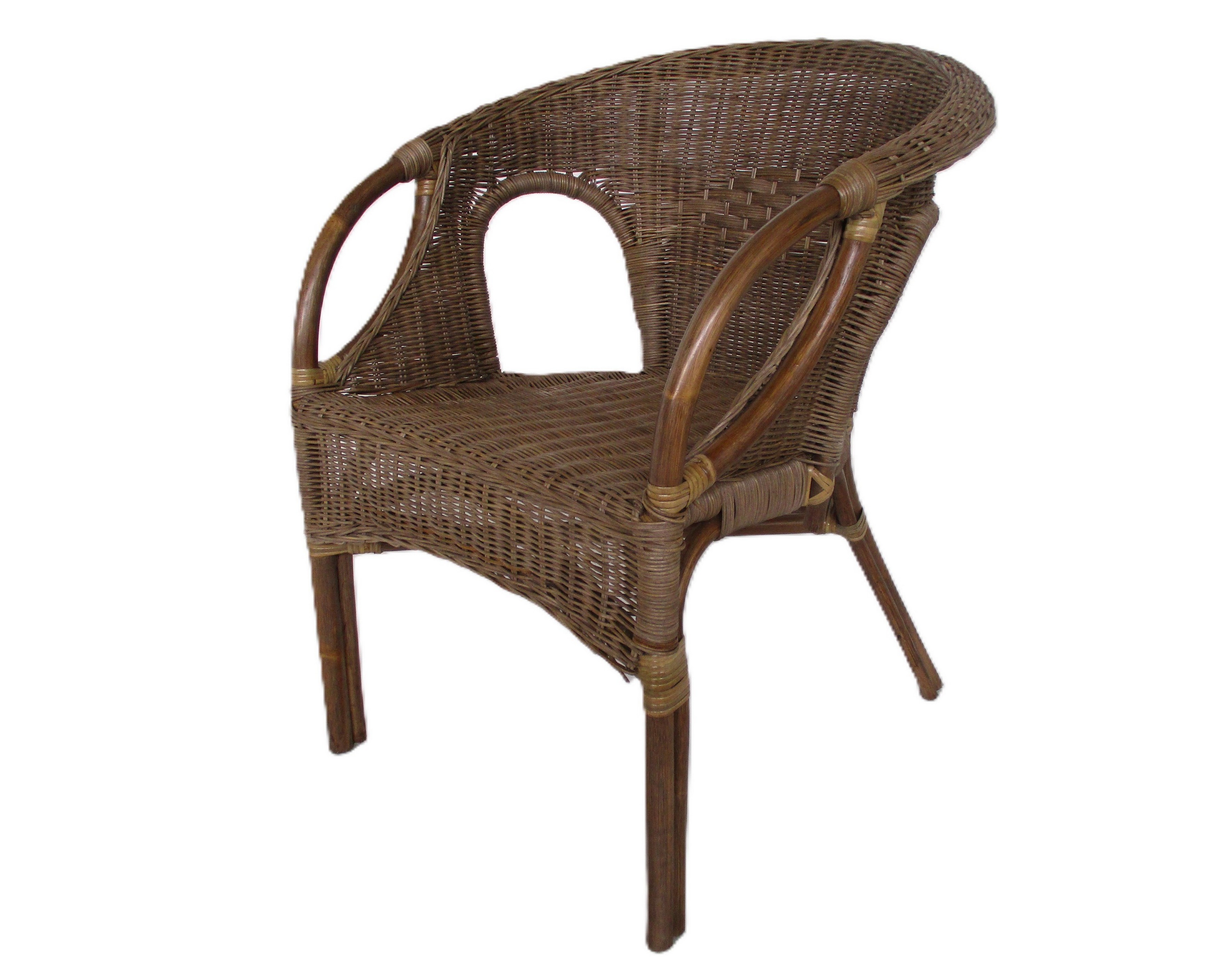 Poltrona in rattan naturale vimini Mandolino Noce tessuta con midollino