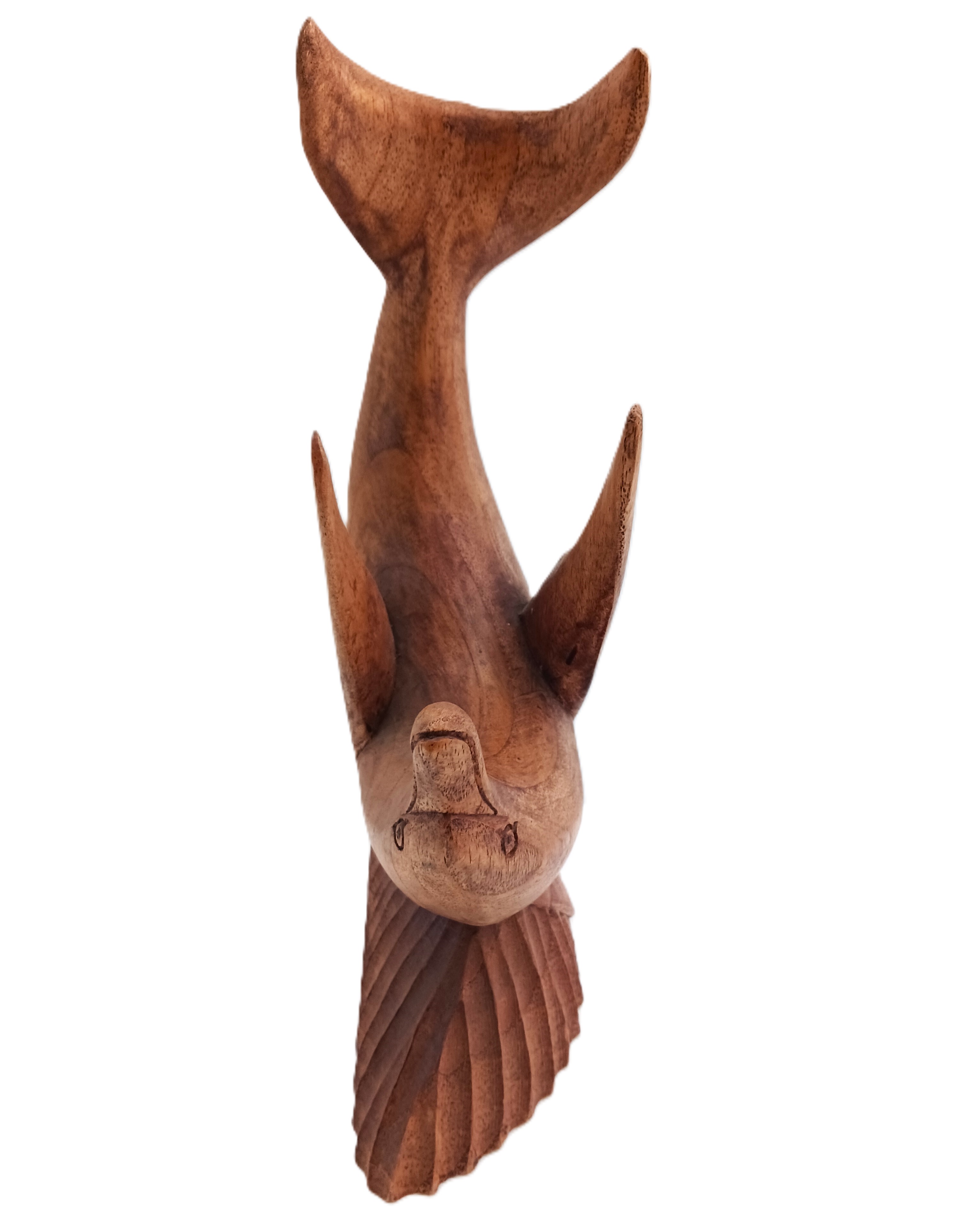 Scultura "Delfino in Salto" – Legno Massello Intagliato a Mano