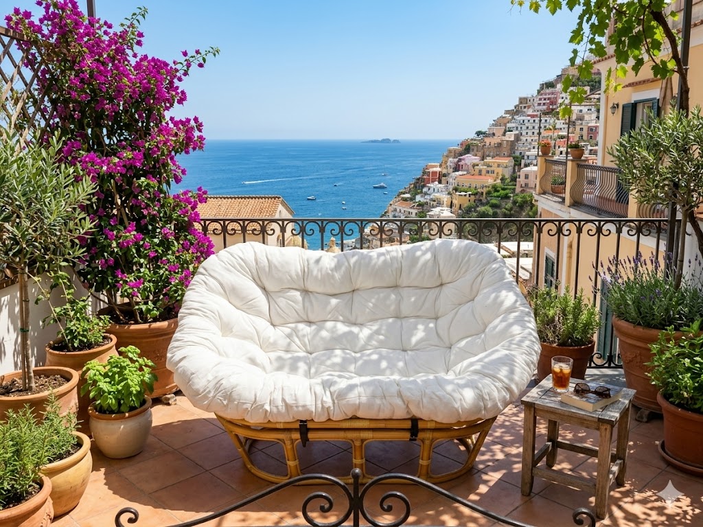 Divano Mamasan – Relax di Coppia in Rattan Color Miele