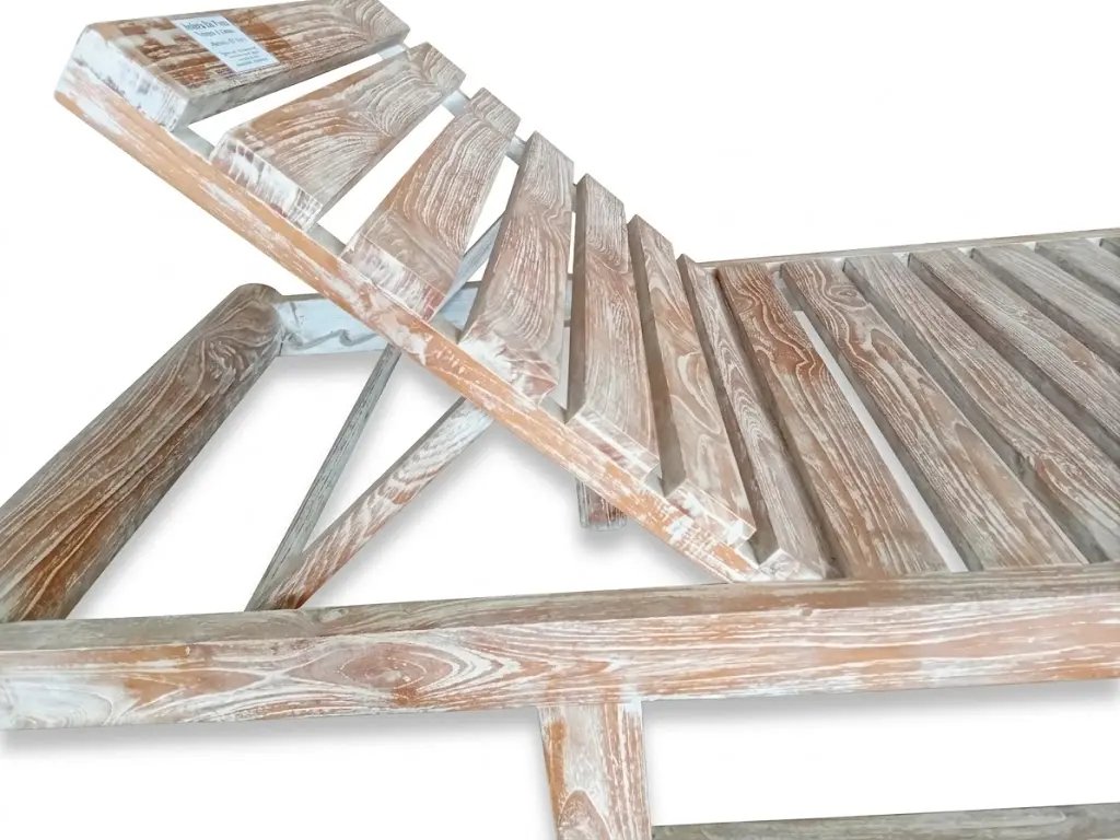 Lettino Prendisole da Giardino in Legno Massello Decapato – Chaise Longue Reclinabile cm 210x71 - 3