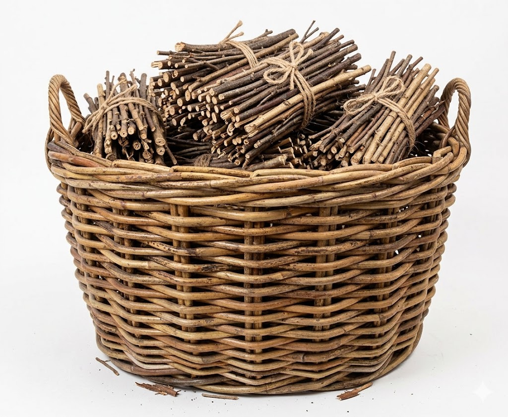 cesto porta legna ovale in vimini cm 79x64a43 H con manici cm 52 H