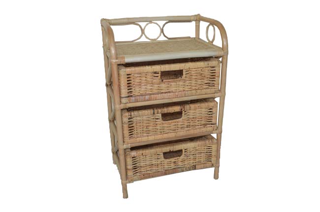 cassettiera rattan naturale 3 cassetti art ck7003