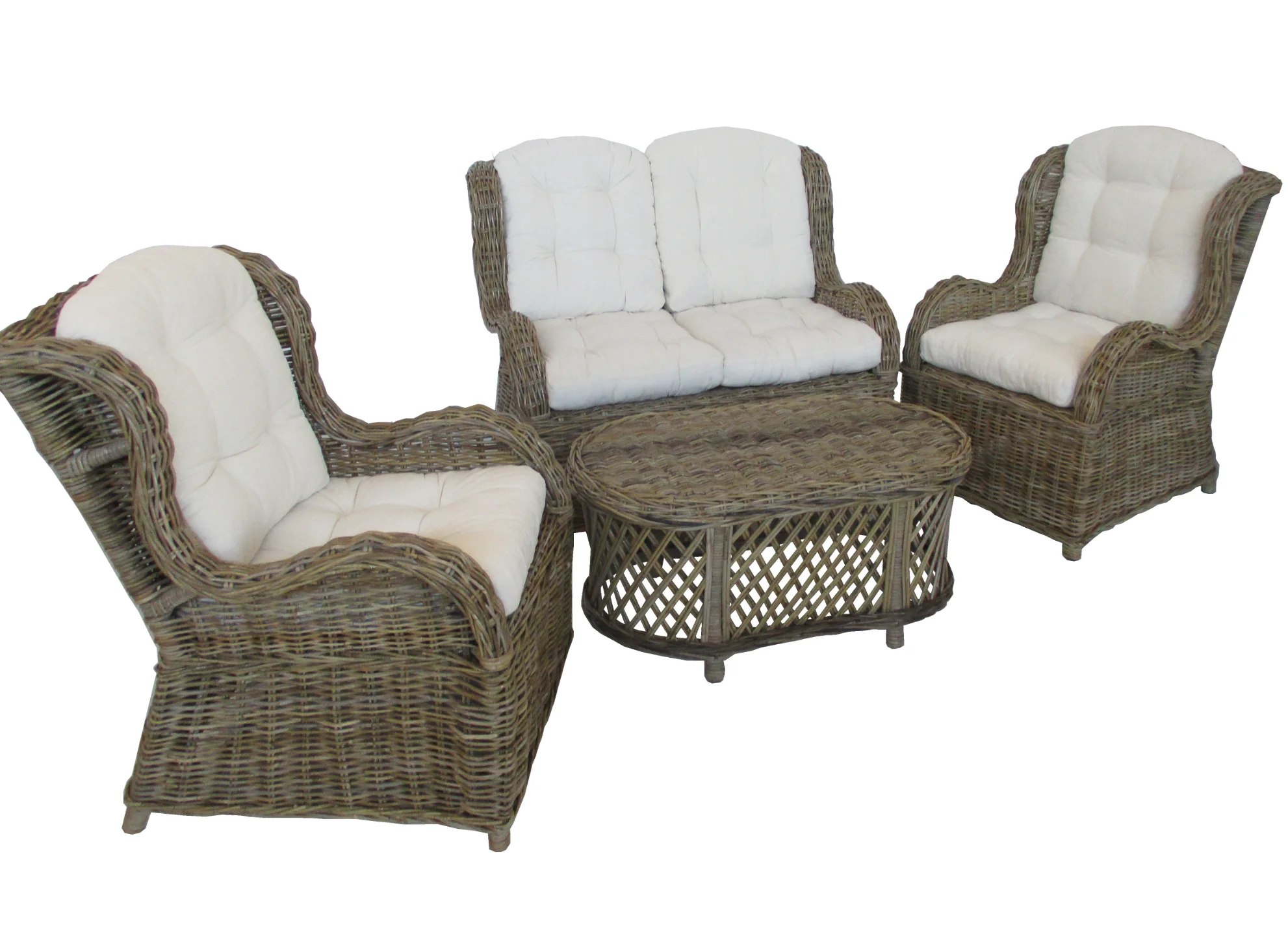 Salotto rattan naturale vimini  Bally in Kubo Grey