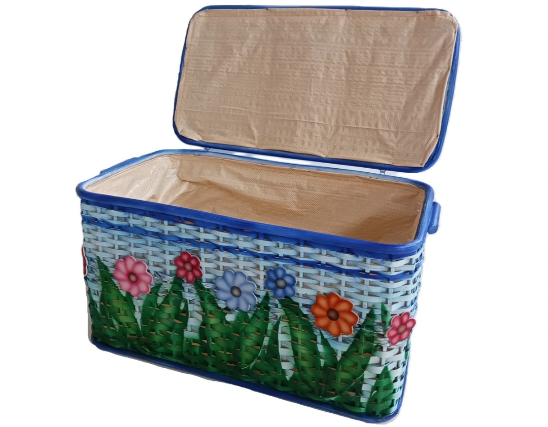 Baule Porta Biancheria e Porta Giocattoli in Rattan colorato 64x33x35 H - 4