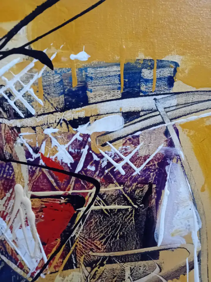 uadro Batik Astratto Dipinto a Mano da Bali | 50x50 cm - 3