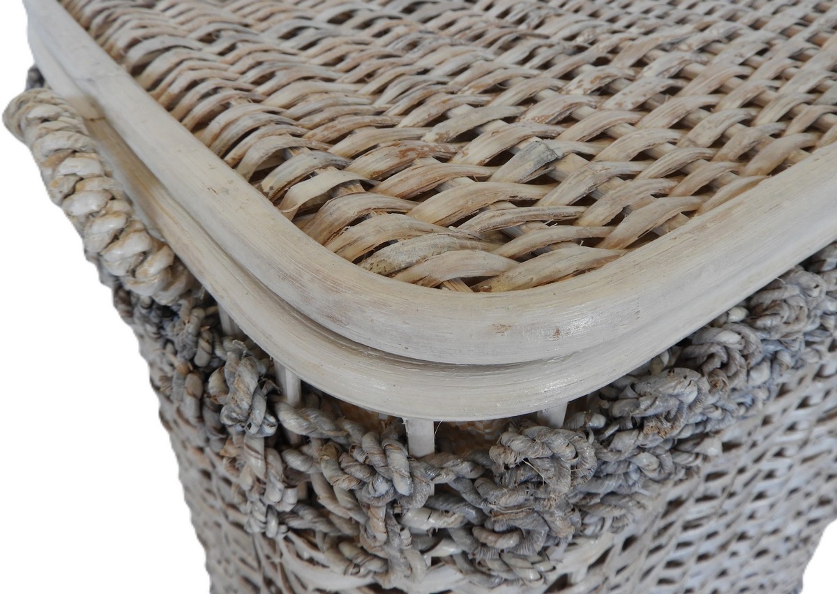 Cesto Porta Biancheria Decapato in Rattan e Banano Cm 49x34x60 H