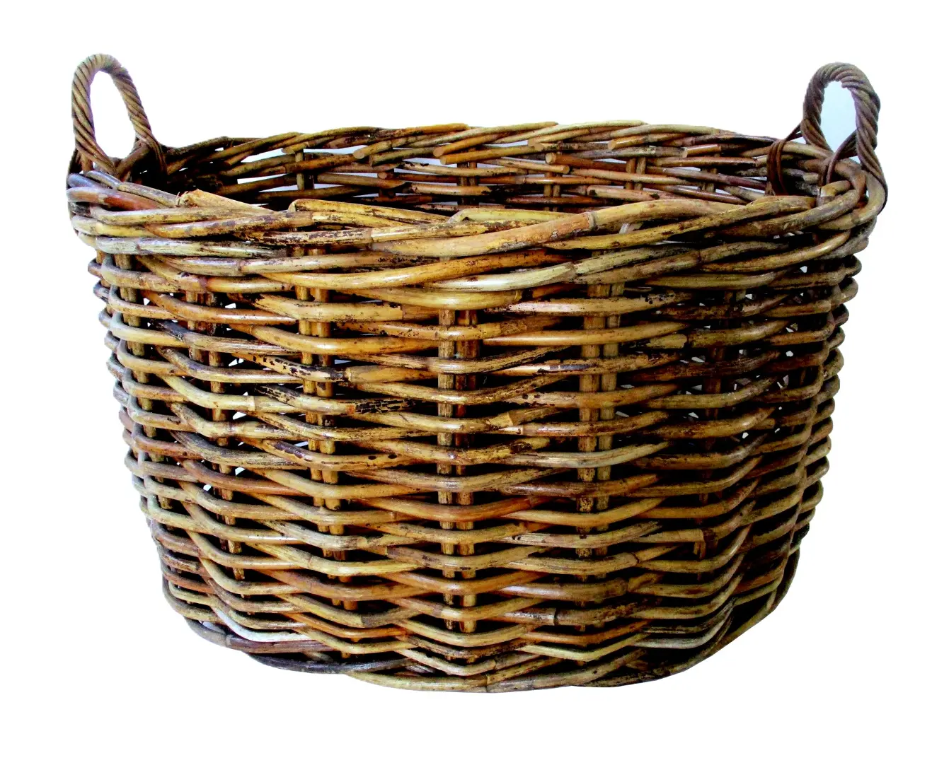 cesto porta legna ovale in vimini cm 79x64a43 H con manici cm 52 H
