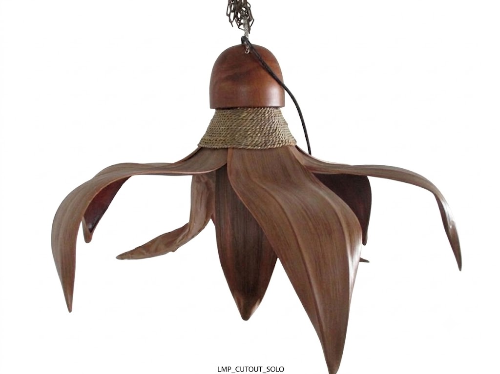 Lampadario Sospensione Fiore in Bambù e Legno