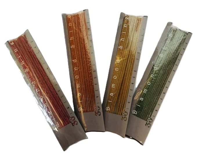 120 Stick INCENSO in 4 Confezioni Regalo Stick CM 25 con Inserti Dorati
