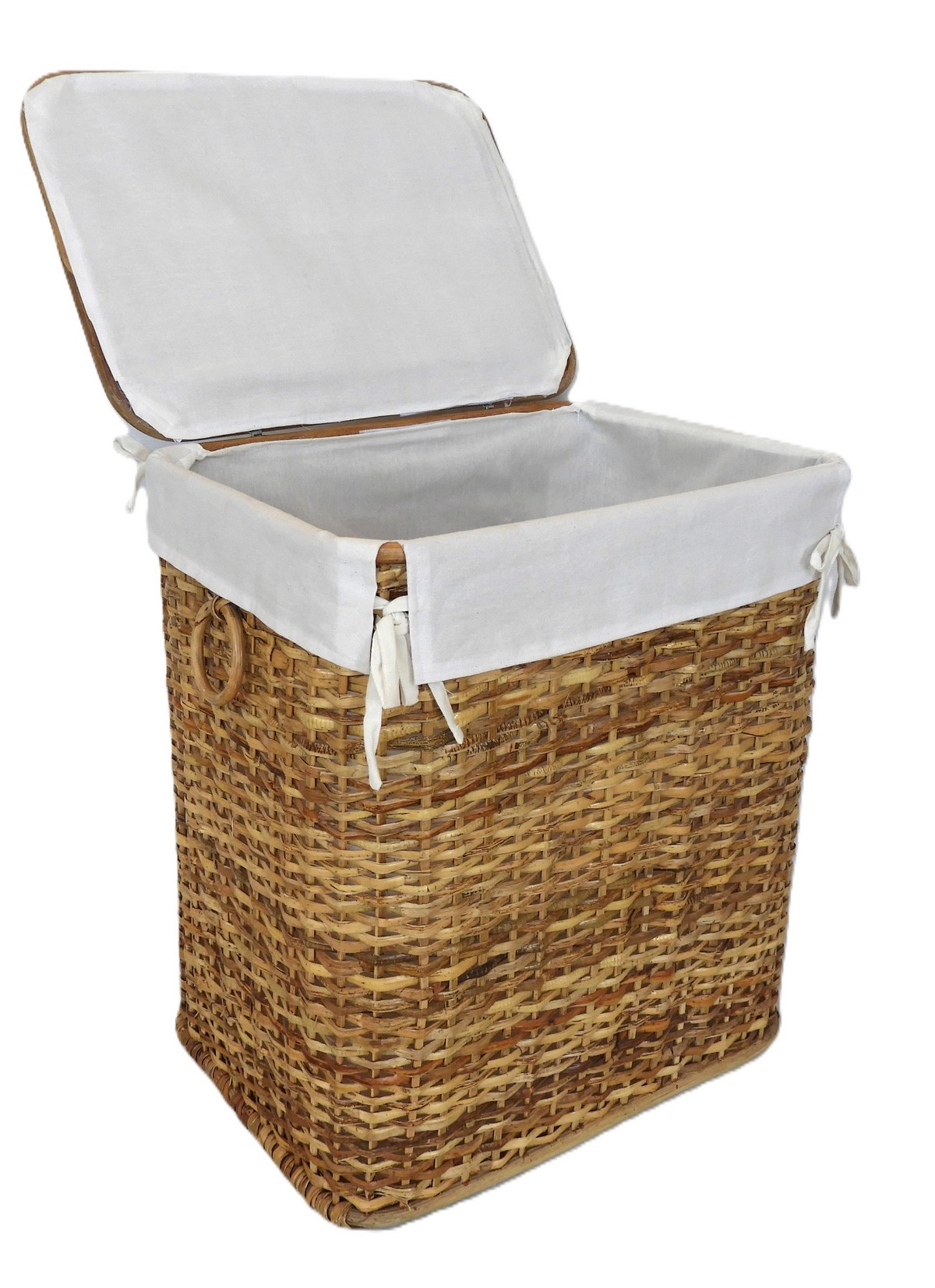 Cesto Porta Biancheria in Rattan Naturale Cm 45x32x53 H