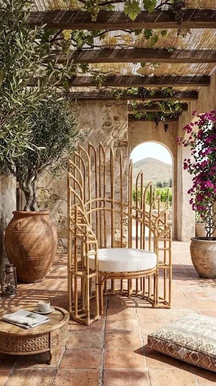 Poltrona in rattan naturale vimini  Trono – Design Esclusivo