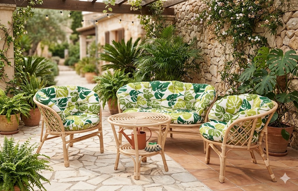 Salotto Bahama Naturale Foglie Verdi