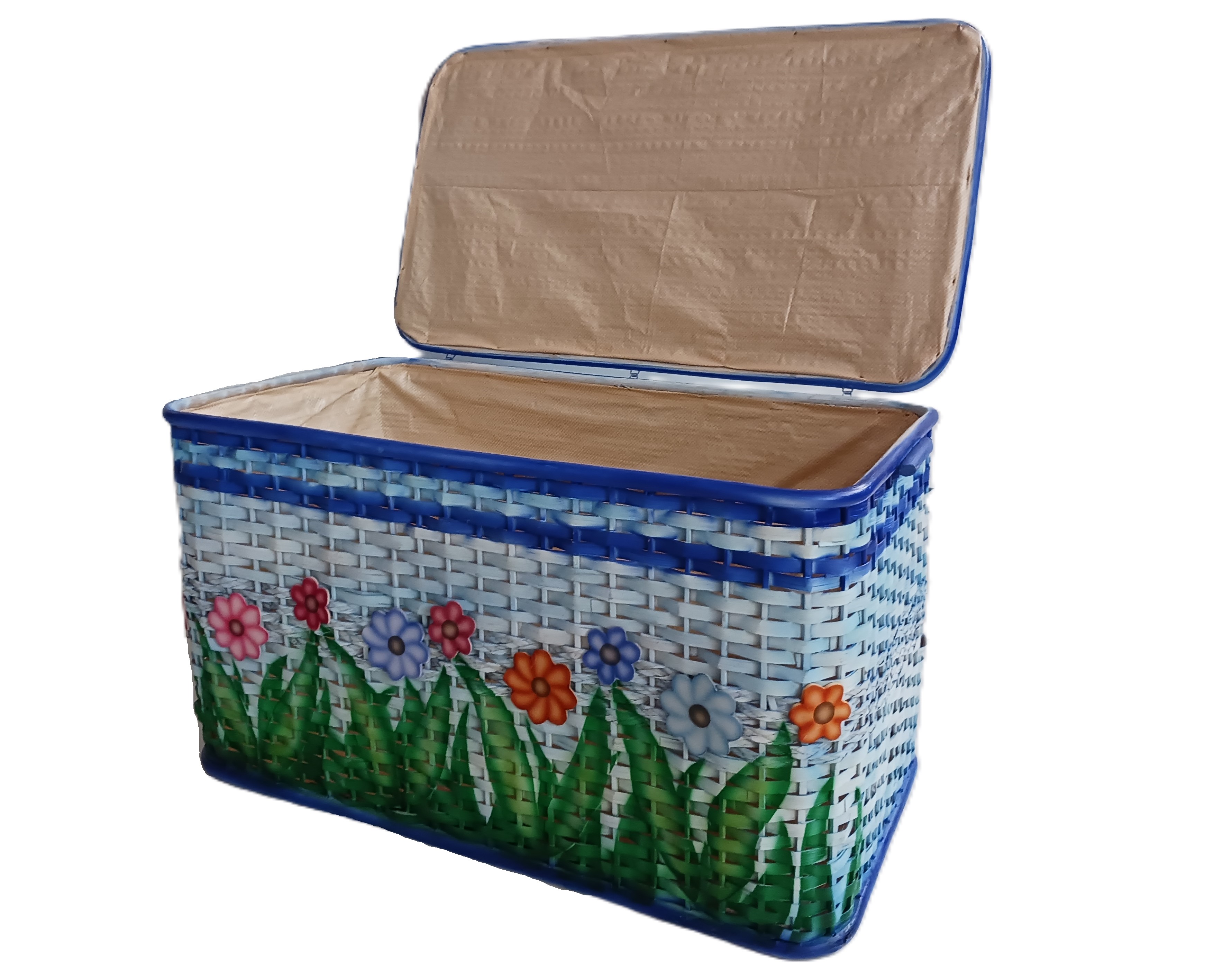 Baule Porta Biancheria e Porta Giocattoli in Rattan colorato Cm 78x44x44 H