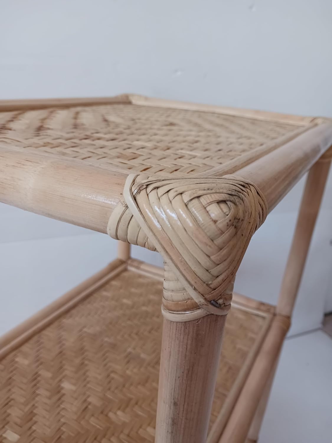 comodino rattan naturale vimini 2 piani - 4