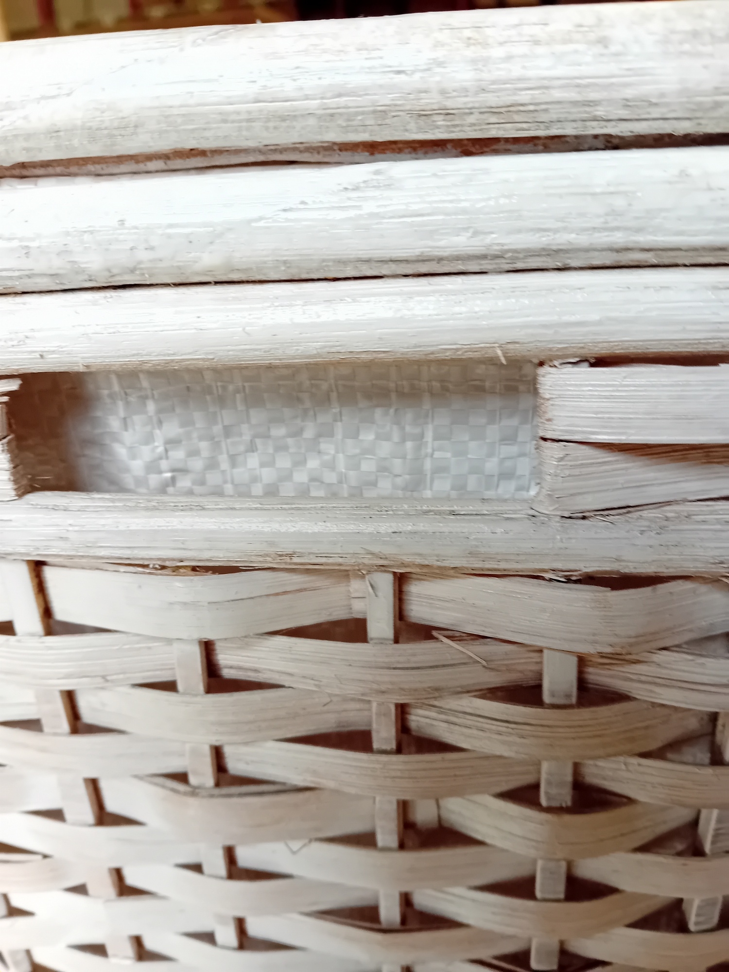 Cesto Porta Biancheria in Rattan Bianco Shabby Cm 37X26X50 H - 3