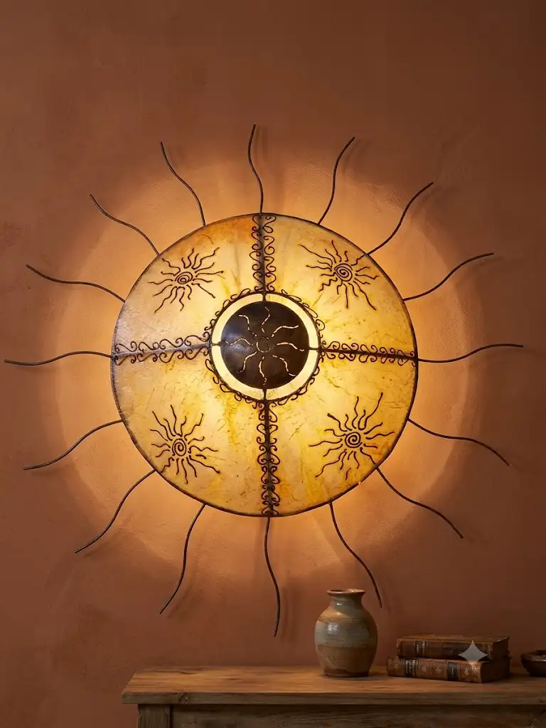 Applique Grande Sole giallo  in Metallo e Resina 100 cm | Ritiro in Sede