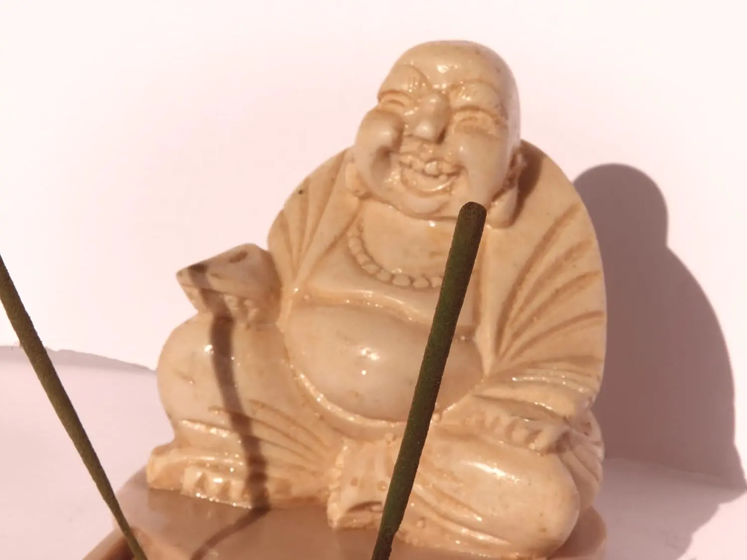 Bruciaincenso Buddha Ridente in Pietra (10x10x8 cm) – Include Stick Incenso - 3