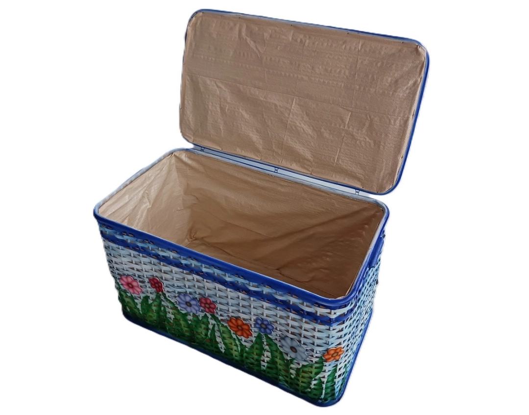 Baule Porta Biancheria e Porta Giocattoli in Rattan colorato Cm 78x44x44 H - 3
